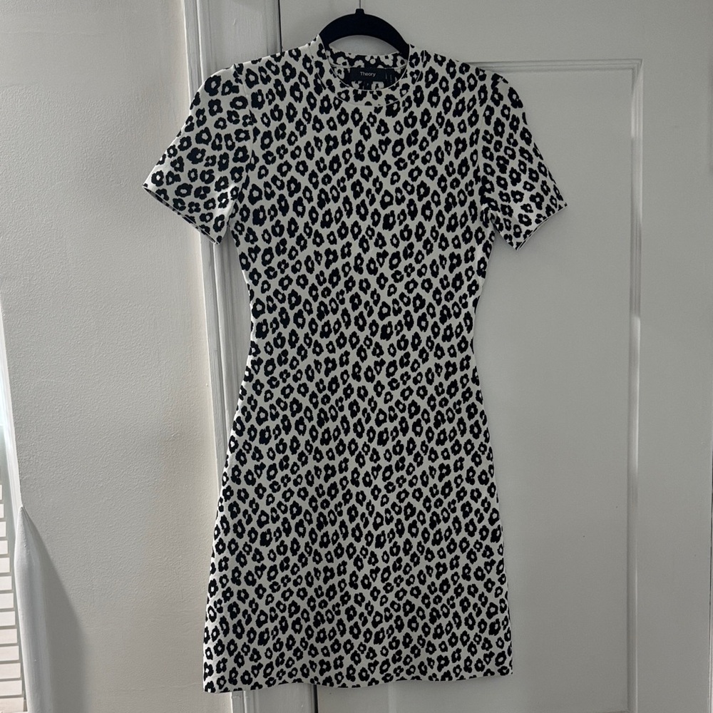 Theory Black and White Patterned Mini Dress